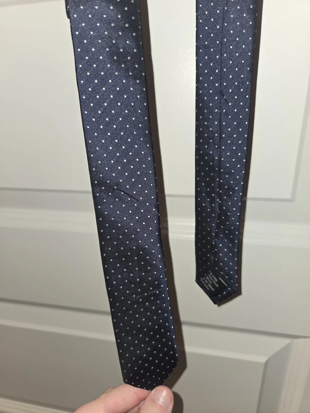 Jack and Jones Navy Tie with White Micro Dots